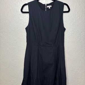 Gap Black Sleeveless Cotton Eyelet Cutout A-Line Round Neck Dress Womens Size 10